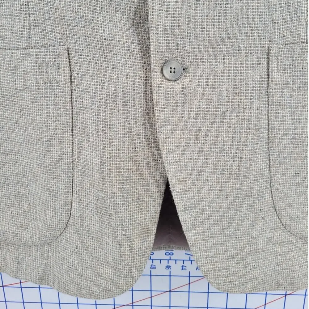 Beige Tweed Linen Blend Men’s Blazer Barrage Classic Double Vent Tailoring‎